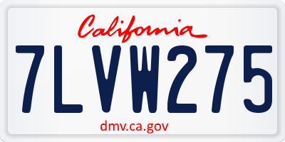CA license plate 7LVW275