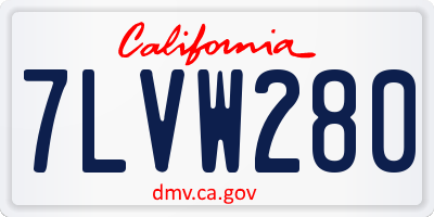 CA license plate 7LVW280