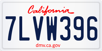 CA license plate 7LVW396