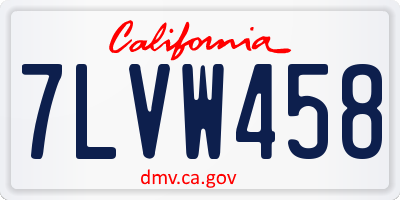 CA license plate 7LVW458