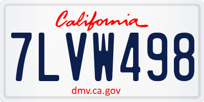 CA license plate 7LVW498