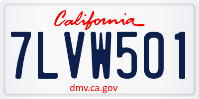CA license plate 7LVW501