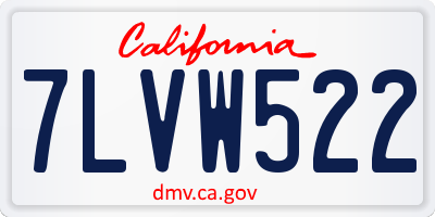 CA license plate 7LVW522
