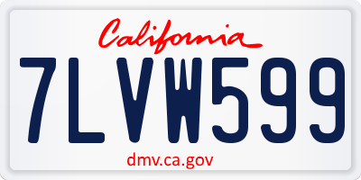 CA license plate 7LVW599