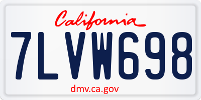 CA license plate 7LVW698