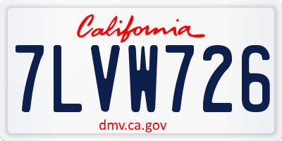 CA license plate 7LVW726