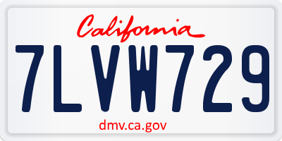 CA license plate 7LVW729