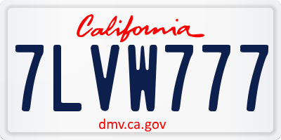 CA license plate 7LVW777