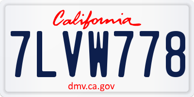 CA license plate 7LVW778
