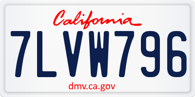 CA license plate 7LVW796