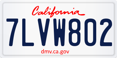 CA license plate 7LVW802
