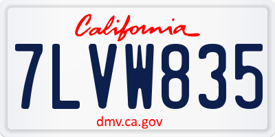 CA license plate 7LVW835