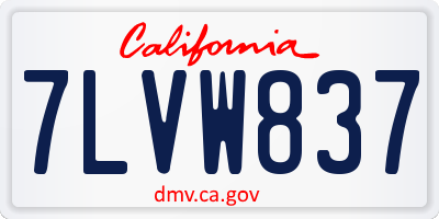 CA license plate 7LVW837