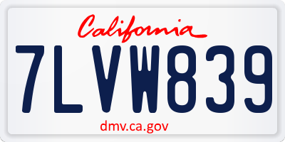 CA license plate 7LVW839