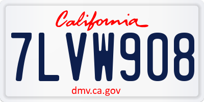 CA license plate 7LVW908
