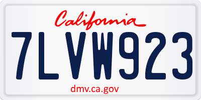 CA license plate 7LVW923
