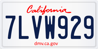 CA license plate 7LVW929