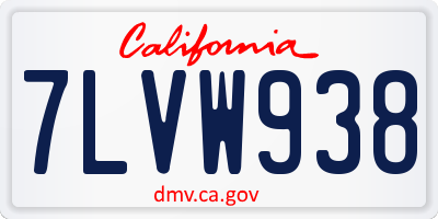 CA license plate 7LVW938