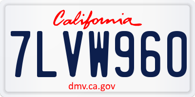 CA license plate 7LVW960