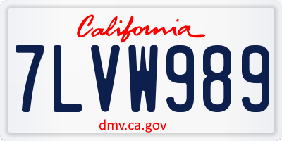 CA license plate 7LVW989