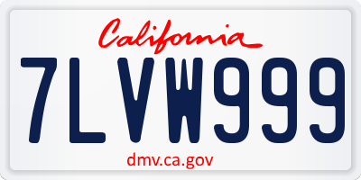 CA license plate 7LVW999