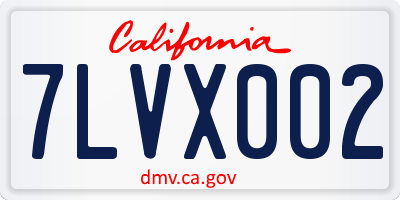CA license plate 7LVX002