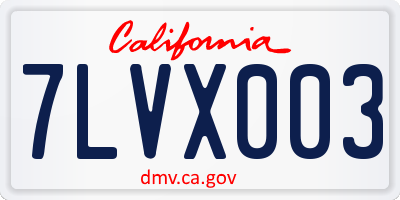 CA license plate 7LVX003