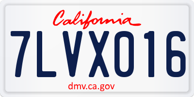 CA license plate 7LVX016