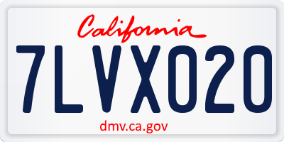 CA license plate 7LVX020