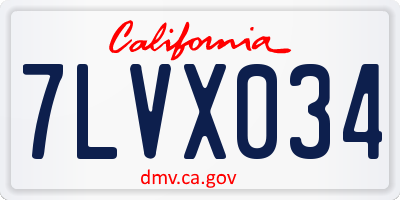 CA license plate 7LVX034