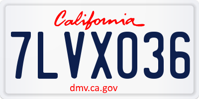 CA license plate 7LVX036