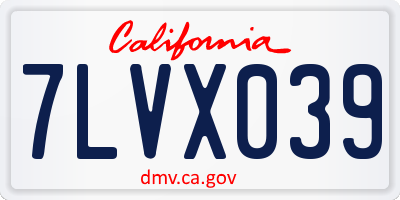 CA license plate 7LVX039