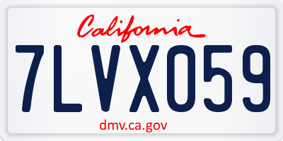 CA license plate 7LVX059