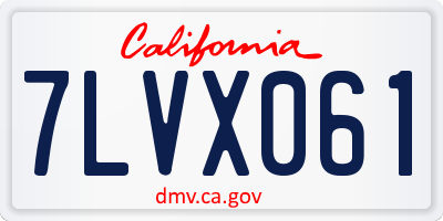 CA license plate 7LVX061