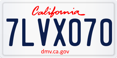 CA license plate 7LVX070