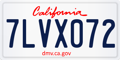 CA license plate 7LVX072