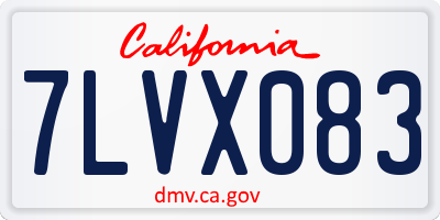 CA license plate 7LVX083
