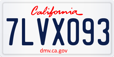 CA license plate 7LVX093
