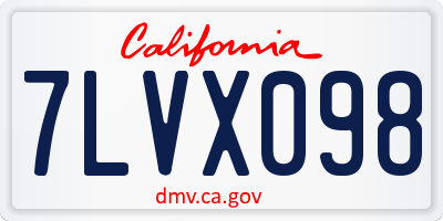 CA license plate 7LVX098