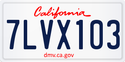 CA license plate 7LVX103