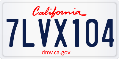 CA license plate 7LVX104