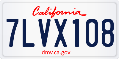 CA license plate 7LVX108