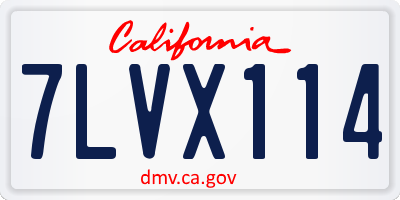 CA license plate 7LVX114