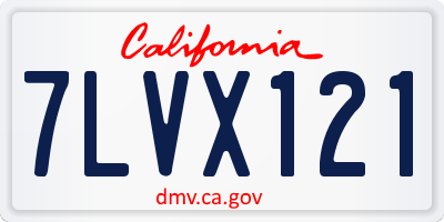 CA license plate 7LVX121