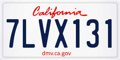 CA license plate 7LVX131