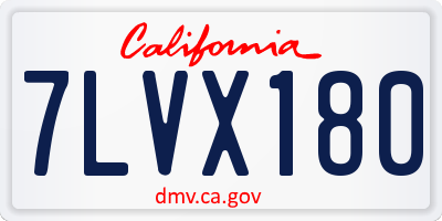 CA license plate 7LVX180