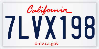 CA license plate 7LVX198