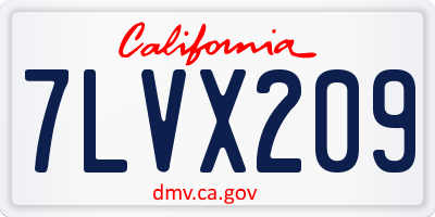 CA license plate 7LVX209