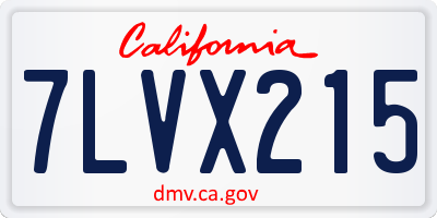 CA license plate 7LVX215