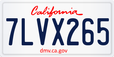 CA license plate 7LVX265